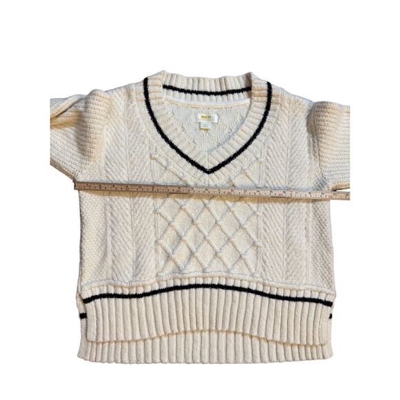 ANTHROPOLOGIE Maeve The Tillie V-Neck Pullover Sweater Sz XS Petite Ivory Chunky - Picture 6 of 11